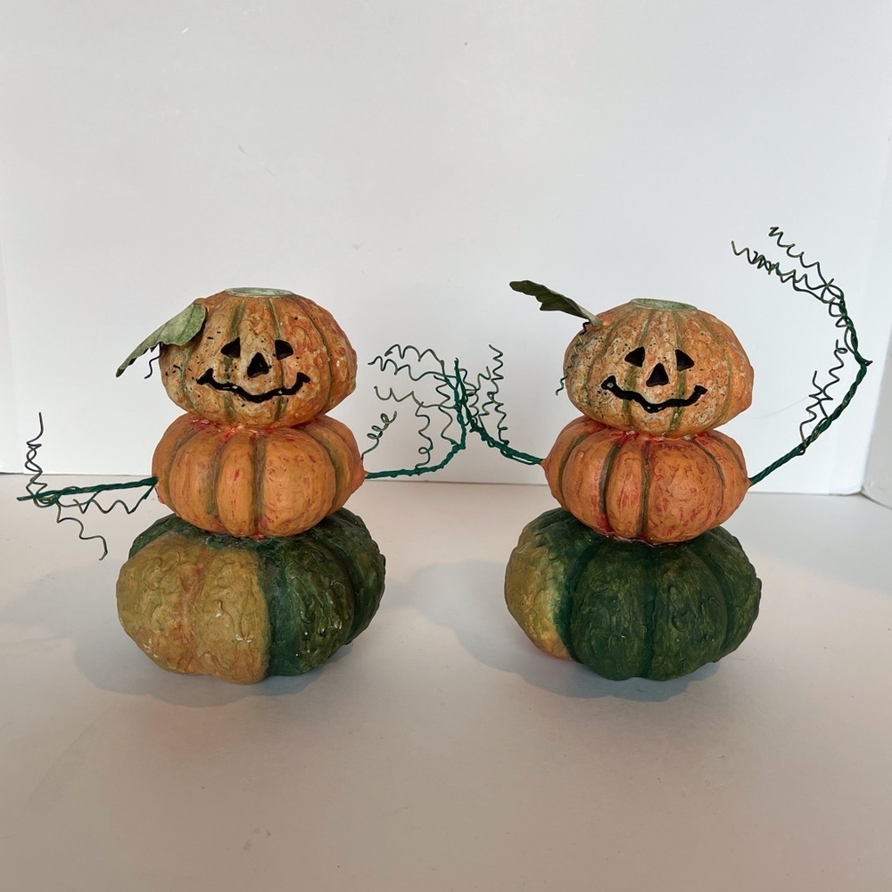 Pair of Autumn Halloween Candlesticks